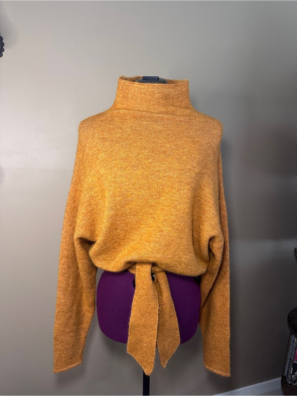Wilfred Lorin Sweater, Orange, Mock Neck Alpaca Blend, Oversized, Elevated Basic